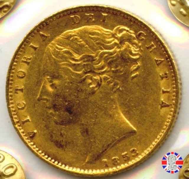 1 sovereign - secondo tipo giovane e stemma 1853 (London)