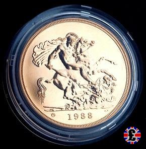 5 sovereigns - secondo tipo coronata anziana 1988 (Royal Mint, Llantrisant)