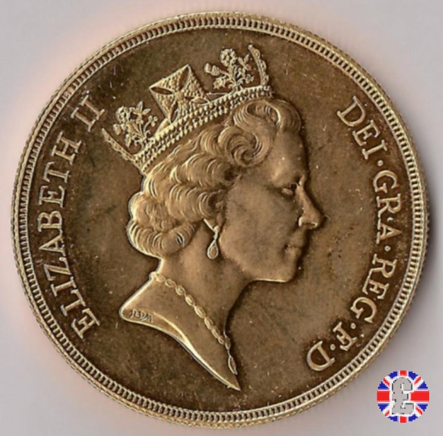 5 sovereigns - primo tipo coronata anziana 1986 (Royal Mint, Llantrisant)