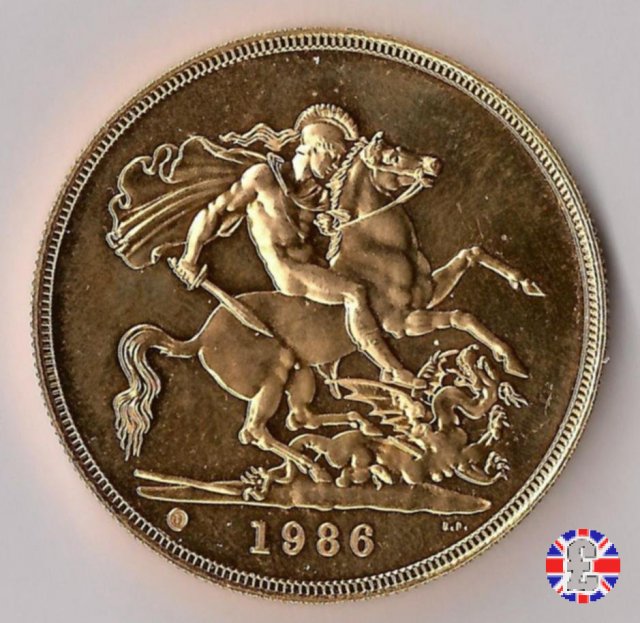 5 sovereigns - primo tipo coronata anziana 1986 (Royal Mint, Llantrisant)