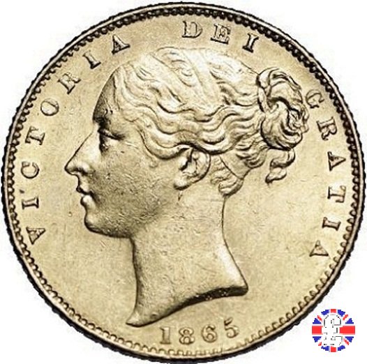 1 sovereign - secondo tipo giovane e stemma 1865 (London)