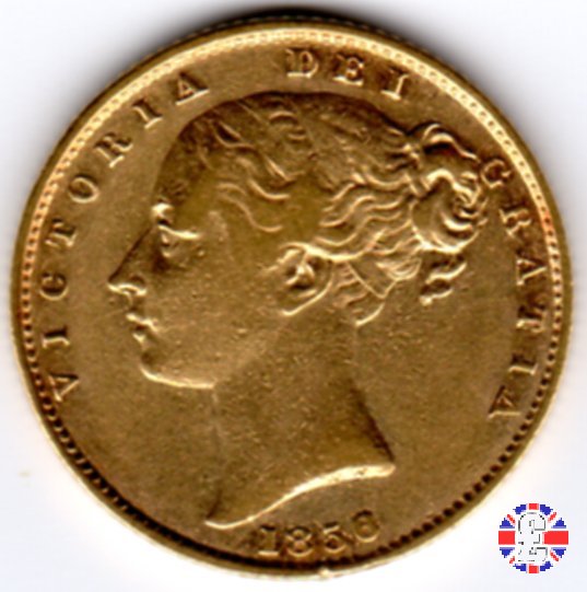 1 sovereign - secondo tipo giovane e stemma 1858 (London)