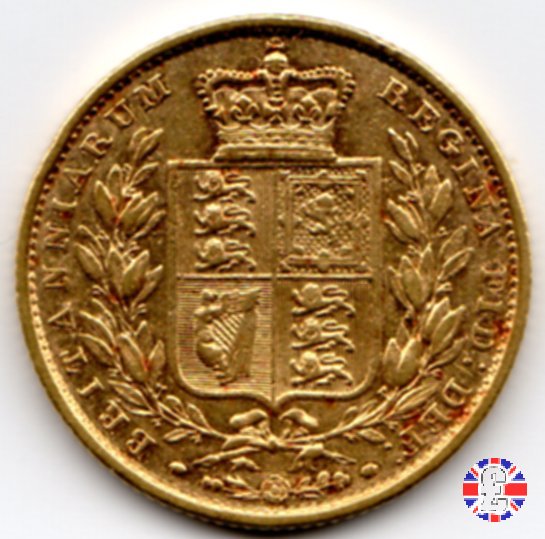 1 sovereign - secondo tipo giovane e stemma 1858 (London)