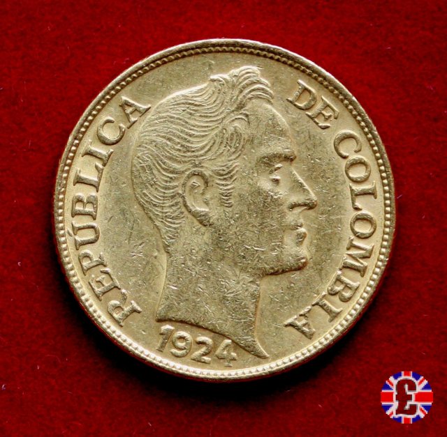 5 pesos - Rep. de Colombia - bolivar testa grande 1924 (Bogotà)