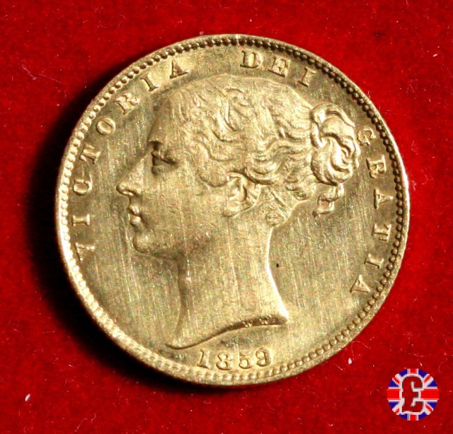 1 sovereign - secondo tipo giovane e stemma 1859 (London)