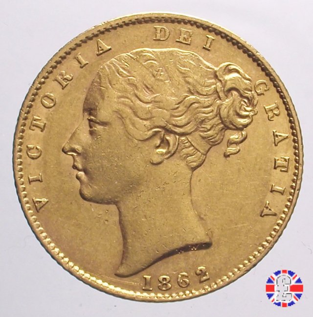 1 sovereign - secondo tipo giovane e stemma 1862 (London)