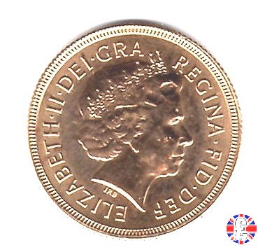 1 sovereign -tipo diadema anziana e scudo coronato 2002 (Royal Mint, Llantrisant)