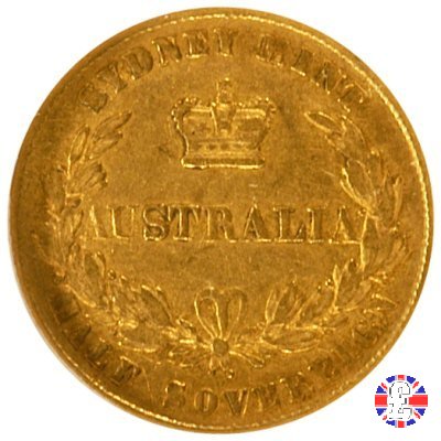 1/2 sovereign - secondo tipo giovane e sydney mint 1857 (Sydney)