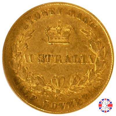 1/2 sovereign - secondo tipo giovane e sydney mint 1857 (Sydney)