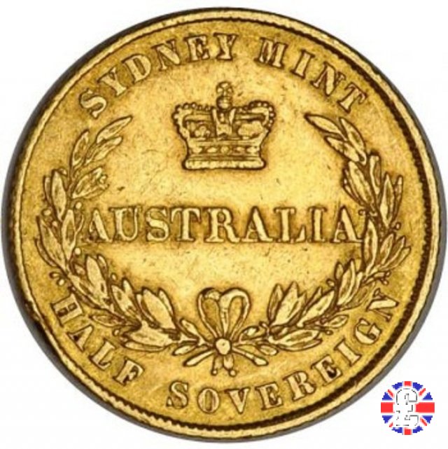 1/2 sovereign - secondo tipo giovane e sydney mint 1857 (Sydney)