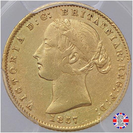 1/2 sovereign - secondo tipo giovane e sydney mint 1857 (Sydney)