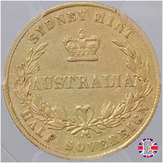 1/2 sovereign - secondo tipo giovane e sydney mint 1857 (Sydney)