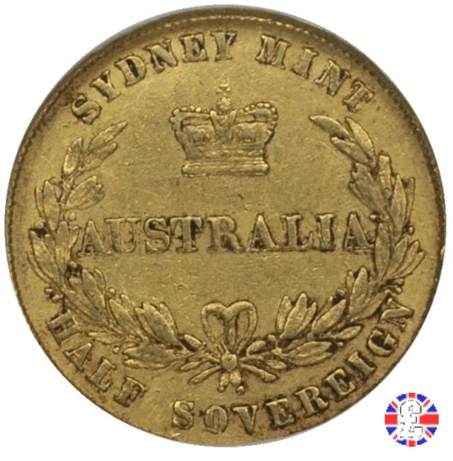 1/2 sovereign - secondo tipo giovane e sydney mint 1858 (Sydney)