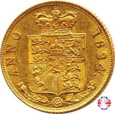 1/2 sovereign -testa laureata e 2° tipo stemma 1824 (London)