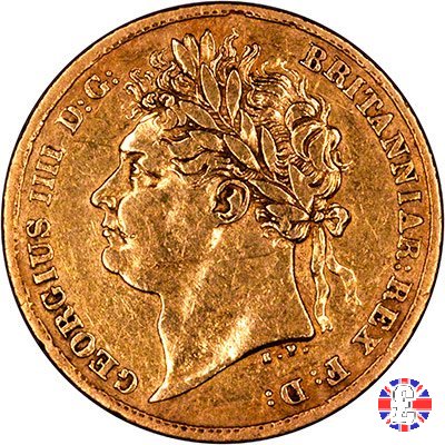 1/2 sovereign -testa laureata e 2° tipo stemma 1824 (London)