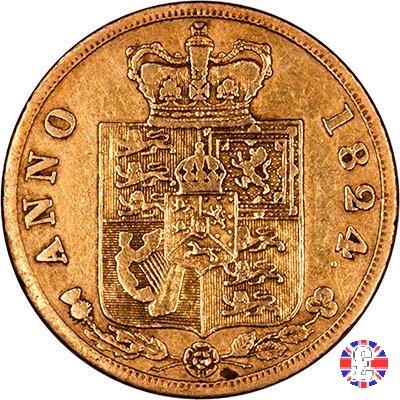 1/2 sovereign -testa laureata e 2° tipo stemma 1824 (London)