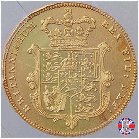 1/2 sovereign - testa nuda e 3° tipo stemma 1825 (London)