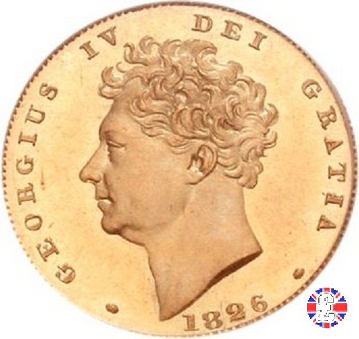 1/2 sovereign - testa nuda e 3° tipo stemma 1826 (London)