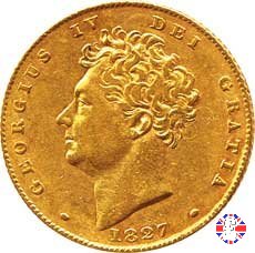 1/2 sovereign - testa nuda e 3° tipo stemma 1827 (London)