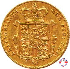 1/2 sovereign - testa nuda e 3° tipo stemma 1827 (London)