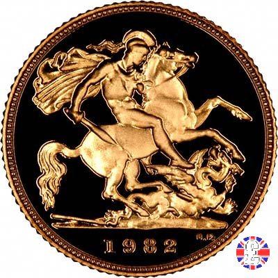 1/2 sovereign - tipo coronata giovane 1982 (Royal Mint, Llantrisant)