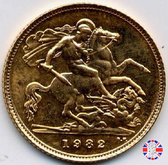 1/2 sovereign - tipo coronata giovane 1982 (Royal Mint, Llantrisant)