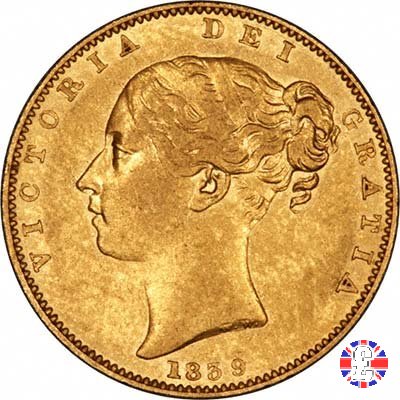 1 sovereign - primo tipo giovane e stemma 1839 (London)