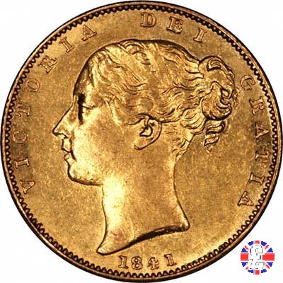 1 sovereign - primo tipo giovane e stemma 1841 (London)