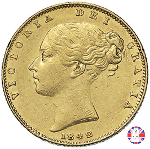 1 sovereign - primo tipo giovane e stemma 1842 (London)