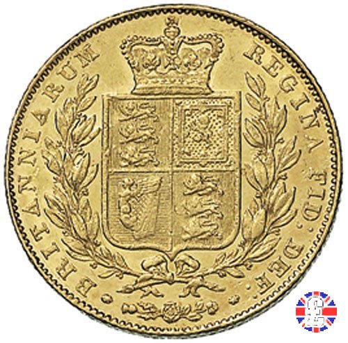 1 sovereign - primo tipo giovane e stemma 1842 (London)