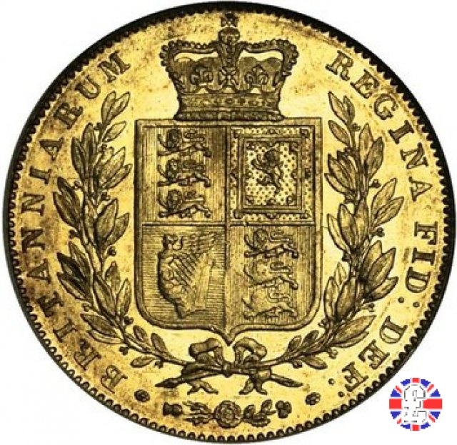 1 sovereign - primo tipo giovane e stemma 1843 (London)