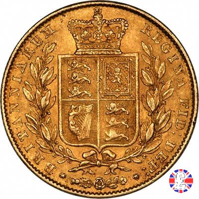 1 sovereign - primo tipo giovane e stemma 1843 (London)