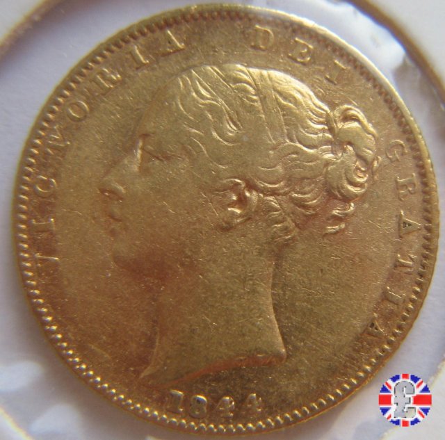 1 sovereign - primo tipo giovane e stemma 1844 (London)