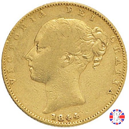 1 sovereign - primo tipo giovane e stemma 1844 (London)