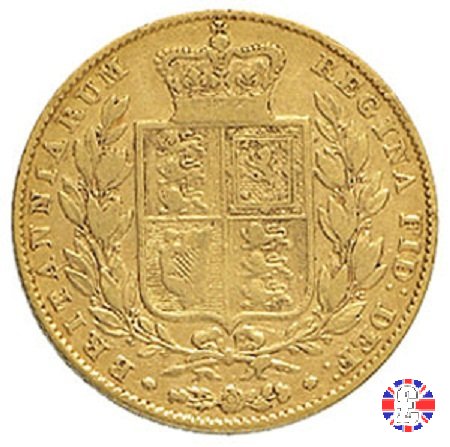 1 sovereign - primo tipo giovane e stemma 1844 (London)