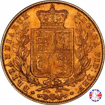 1 sovereign - primo tipo giovane e stemma 1844 (London)