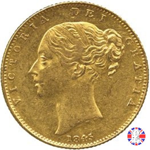 1 sovereign - primo tipo giovane e stemma 1845 (London)