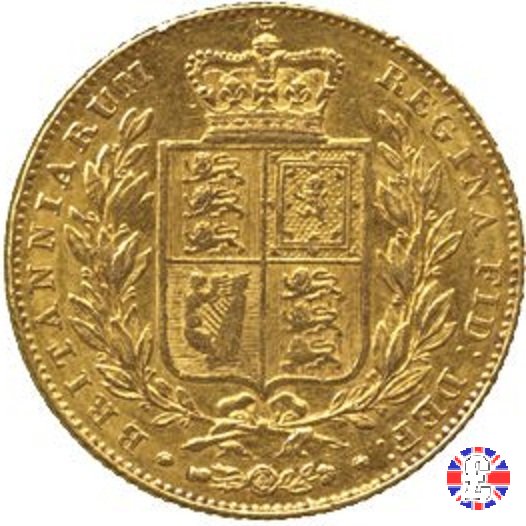 1 sovereign - primo tipo giovane e stemma 1845 (London)