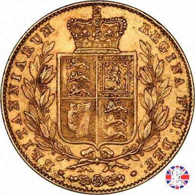 1 sovereign - primo tipo giovane e stemma 1845 (London)