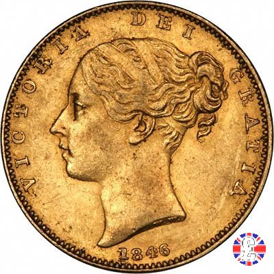 1 sovereign - primo tipo giovane e stemma 1846 (London)