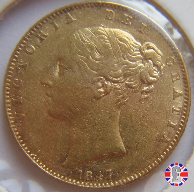 1 sovereign - primo tipo giovane e stemma 1847 (London)