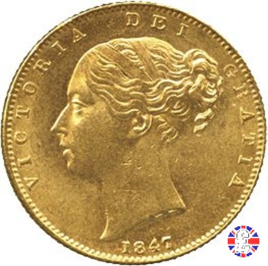 1 sovereign - primo tipo giovane e stemma 1847 (London)