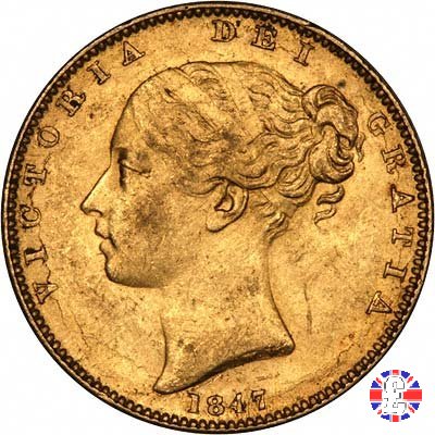 1 sovereign - primo tipo giovane e stemma 1847 (London)