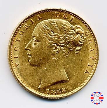 1 sovereign - secondo tipo giovane e stemma 1853 (London)