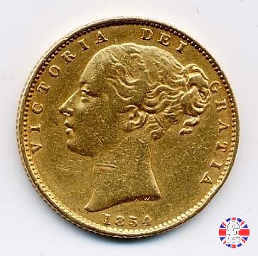 1 sovereign - secondo tipo giovane e stemma 1854 (London)