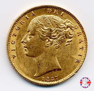 1 sovereign - secondo tipo giovane e stemma 1857 (London)