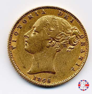 1 sovereign - secondo tipo giovane e stemma 1866 (London)