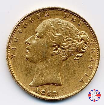 1 sovereign - secondo tipo giovane e stemma 1868 (London)