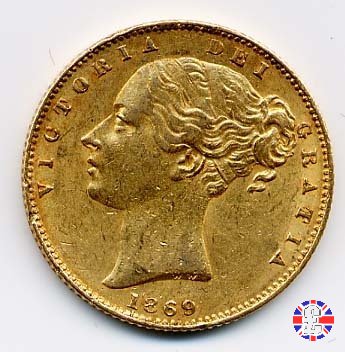 1 sovereign - secondo tipo giovane e stemma 1869 (London)