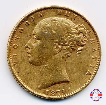 1 sovereign - secondo tipo giovane e stemma 1871 (London)